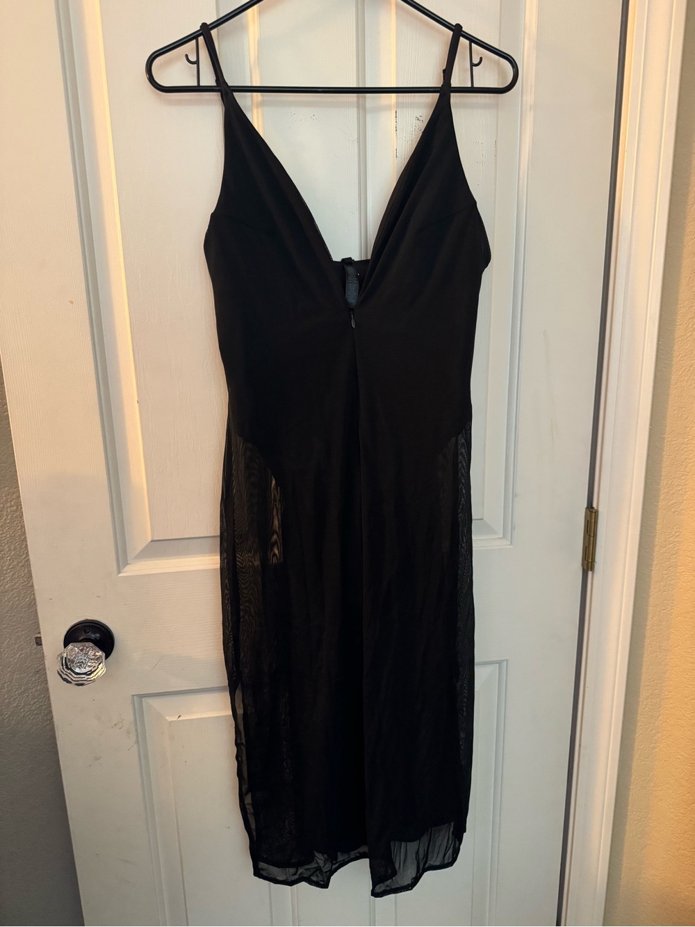 SKIMS Power Mesh Plunge Midi Dress in Onyx